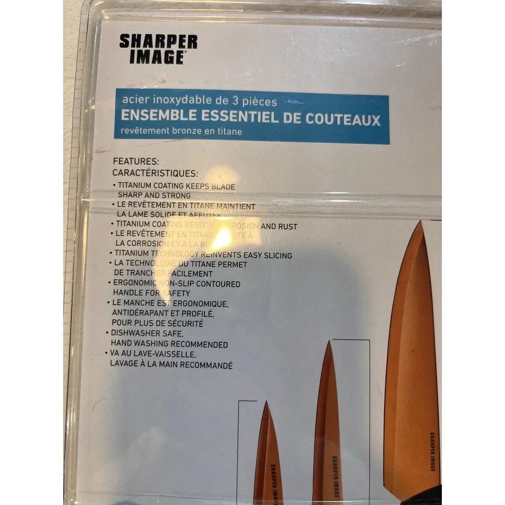 New Sharper Image 3 Piece Essential Knief Kit Black Titanium Coated